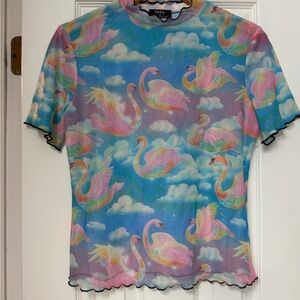 Dressed in LALA Multicolor Swan Print Blouse